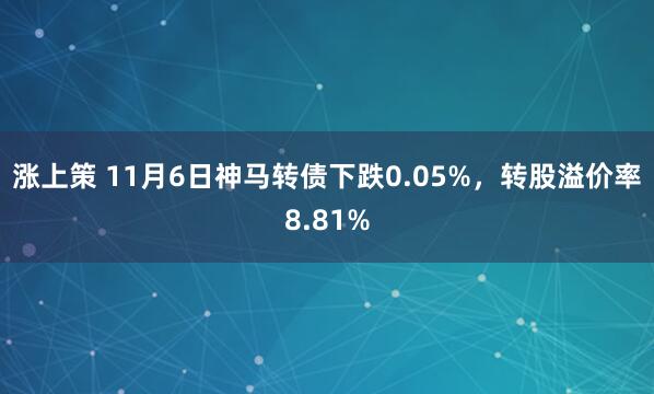 涨上策 11月6日神马转债下跌0.05%,转股溢价率8.81%
